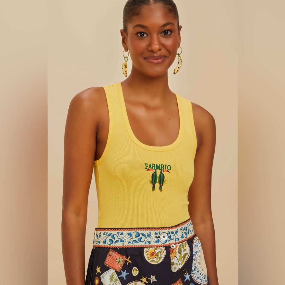 Farm Rio Yellow Toucan Organic Cotton Tank Top